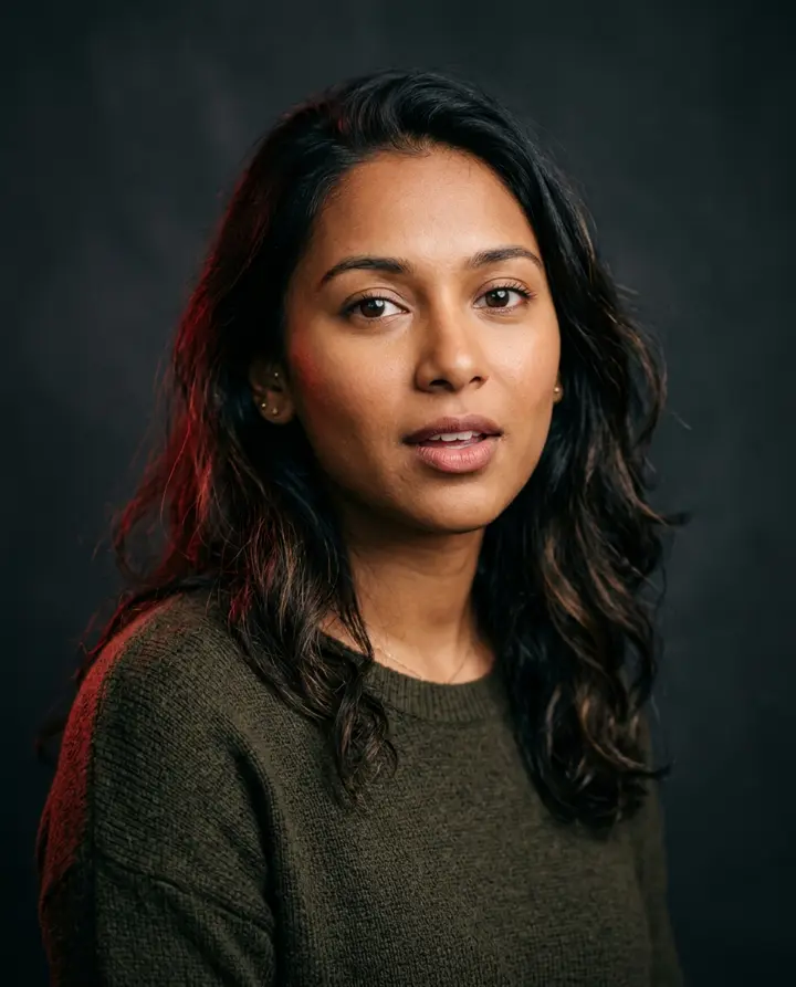 Portrait being lip-synced in the studio